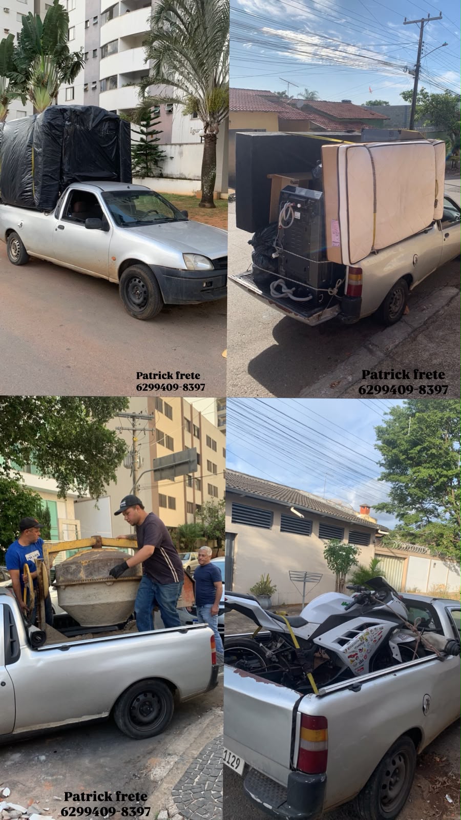 Pickup da Patrick Fretes transportando uma moto
